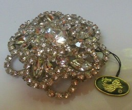 Juliana Large Clear Marquise &amp; Round Rhinestone Layered Flower Brooch- 2.5/8&quot; - £221.05 GBP