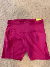 NWT All In Motion Womens sz XXL Bike Shorts Pink Pockets High Rise Conto... - £16.89 GBP