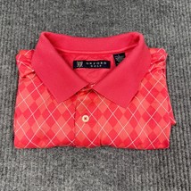 Oxford Golf Polo Shirt Mens Large Red Argyle Diamond 3 Button Short Sleeve India - £13.31 GBP