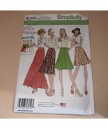 Simplicity 8019 Flared Front Button Skirts Misses Size 6 14 Retro Uncut ... - $184.44 MXN
