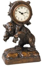 Clock MOUNTAIN Lodge Upright Bear Chocolate Brown Resin Hand-Painted Quartz - £207.67 GBP