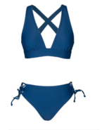 Lace Up Mid Waist Bikini Sets Swimsuit For Women Black Longline Tall Tri... - $29.35 CAD