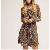 Michael Michael Kors Womens XS Animal Print Fit &amp; Flare Long Sleeve Dress - £43.36 GBP