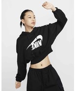 Nike Women&#39;s Oversized Cropped French Terry Pullover Hoodie FV7778-010 - $131.29 CAD