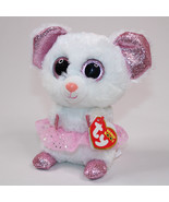 Ty Beanie Boos Nina WHITE BALLERINA MOUSE 6 INCH Plush Stuff Animal With... - $8.79