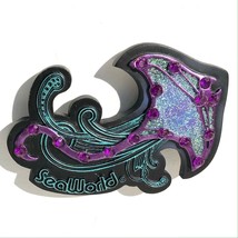 souvenir magnet Sea World jellyfish sparkly glitter rhinestone purple bl... - £6.97 GBP