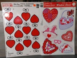 Vintage Window Clings Valentines Hearts 2 Sheets 1988 Presto - £9.40 GBP