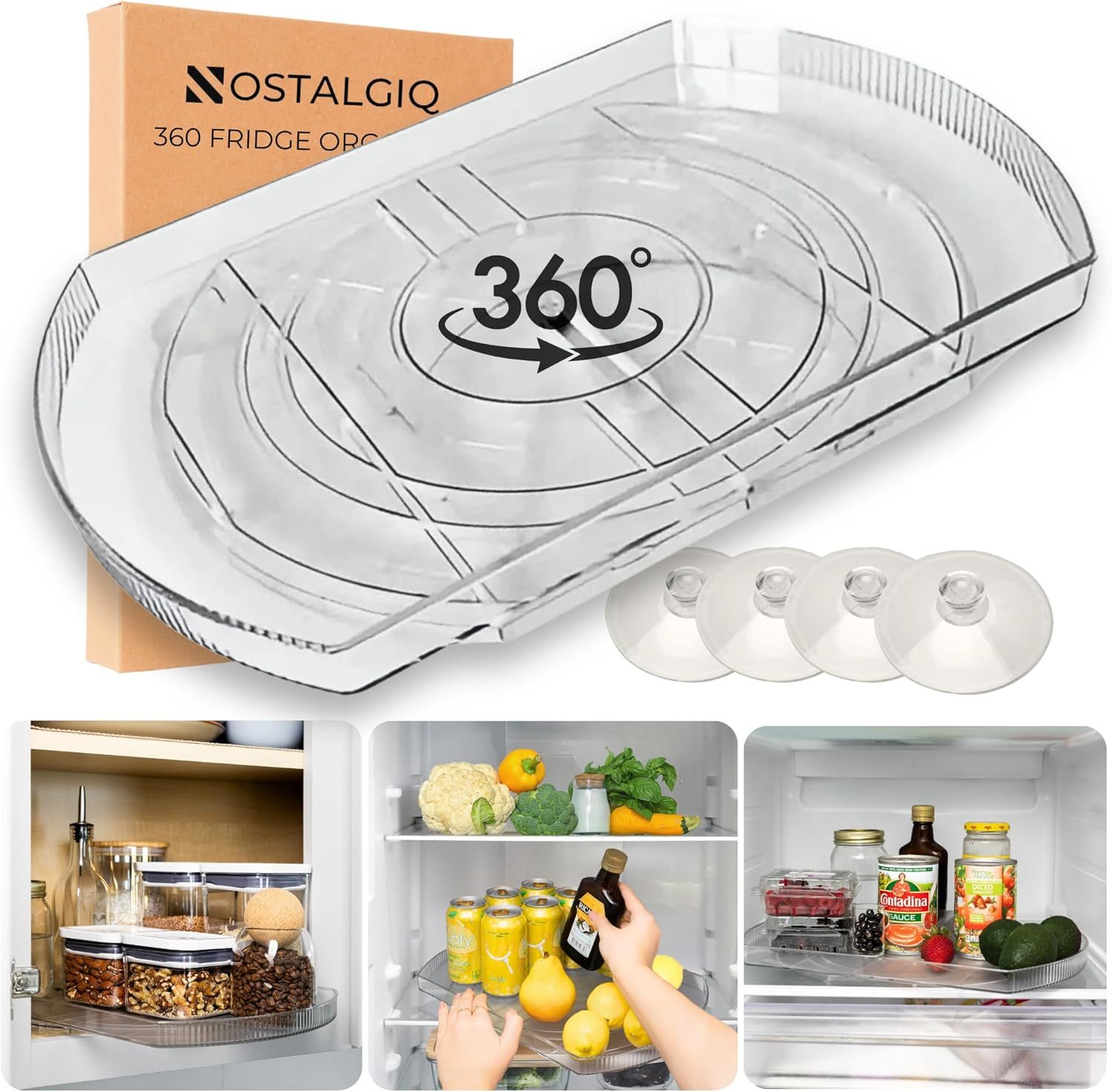 Nostalgiq 360° Rotating Lazy Susan For Refrigerator| Rectangular, 16.5 X... - $43.97
