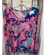 Lilly Pulitzer I&#39;m So Jelly Tee Blouse Shirt Top Coral Reef Size S - $373.49 MXN