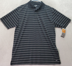 Champion Golf Polo Shirt Mens Size Medium Black Striped Short Sleeve Slit Collar - $18.44