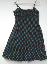 Empire Dress Spaghetti Strap Black with Blue Polka Dots Polyester Size L Rampage - £14.15 GBP