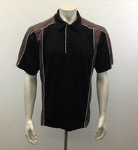 Guru Men&#39;s Large Polyester Black Brown Short Sleeve Golf Polo Shirt - $7.92