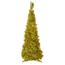 US Seller 4&#39; Gold Tinsel Popup Artificial Christmas Tree Unlit Fast Ship... - $108.34