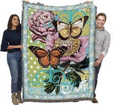 Butterfly Floral Blanket By Walter Robertson - Garden Floral Gift Tapestry Throw - £63.30 GBP