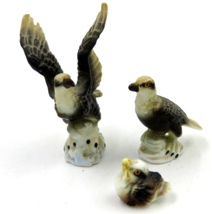 VTG Bone China Miniature Eagle Family of 3 Figurines - Japan 1960s - £11.59 GBP