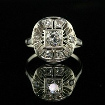 1Ct Round Cut Cubic Zirconia Vintage Art Deco Wedding Ring 925 Sterling Silver - £82.15 GBP