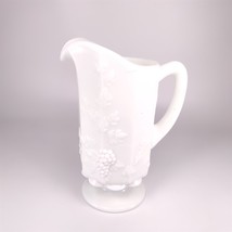 Vintage Westmoreland Pitcher Paneled Grape Leave White Milk Glass Footed 9 Inch - £12.56 GBP