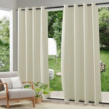 2 Panels Outdoor Curtains Windproof, Heavy Duty Weighted Waterproof Drapes Block - £55.93 GBP