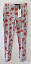 Nanette Lepore Coral Floral Gray Stripe Plaid Print Pants Stretch women&#39;s MEDIUM - £35.01 GBP