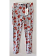 Nanette Lepore Coral Floral Gray Stripe Plaid Print Pants Stretch women&#39;... - £35.28 GBP