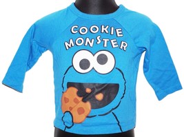 Vintage Cookie Monster Face - Sesame Street Baby Shirt Long Sleeve 4-6 Months - £3.92 GBP