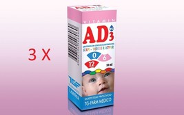 3 packs X Vitamin A D3 drops 10 ml for infants, small children and adults 30ml - $19.79