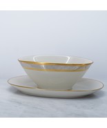 Rosenthal Ivory Duchess China Gold Silver Rimmed Gravy Boat Attached Und... - $86.42 CAD