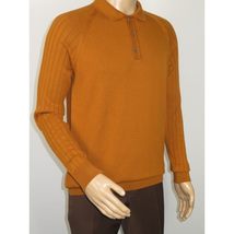 Men's Sweater Knit By BRANGO Turkey Polo Neck Cotton Blend 21220 Mustard image 7