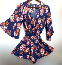 Altar&#39;d State Floral Shorts Romper Womens size XS bell Long sleeve - £13.36 GBP