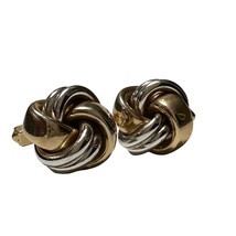Vintage Swank Mens Classic Knot Cufflinks Two Tone Gold Silver - $9.88