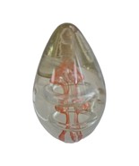 VTG Art Glass Egg Paperweight 4.5&quot; Hand Blown Orange Swirl Controlled Rings - $241.44 MXN