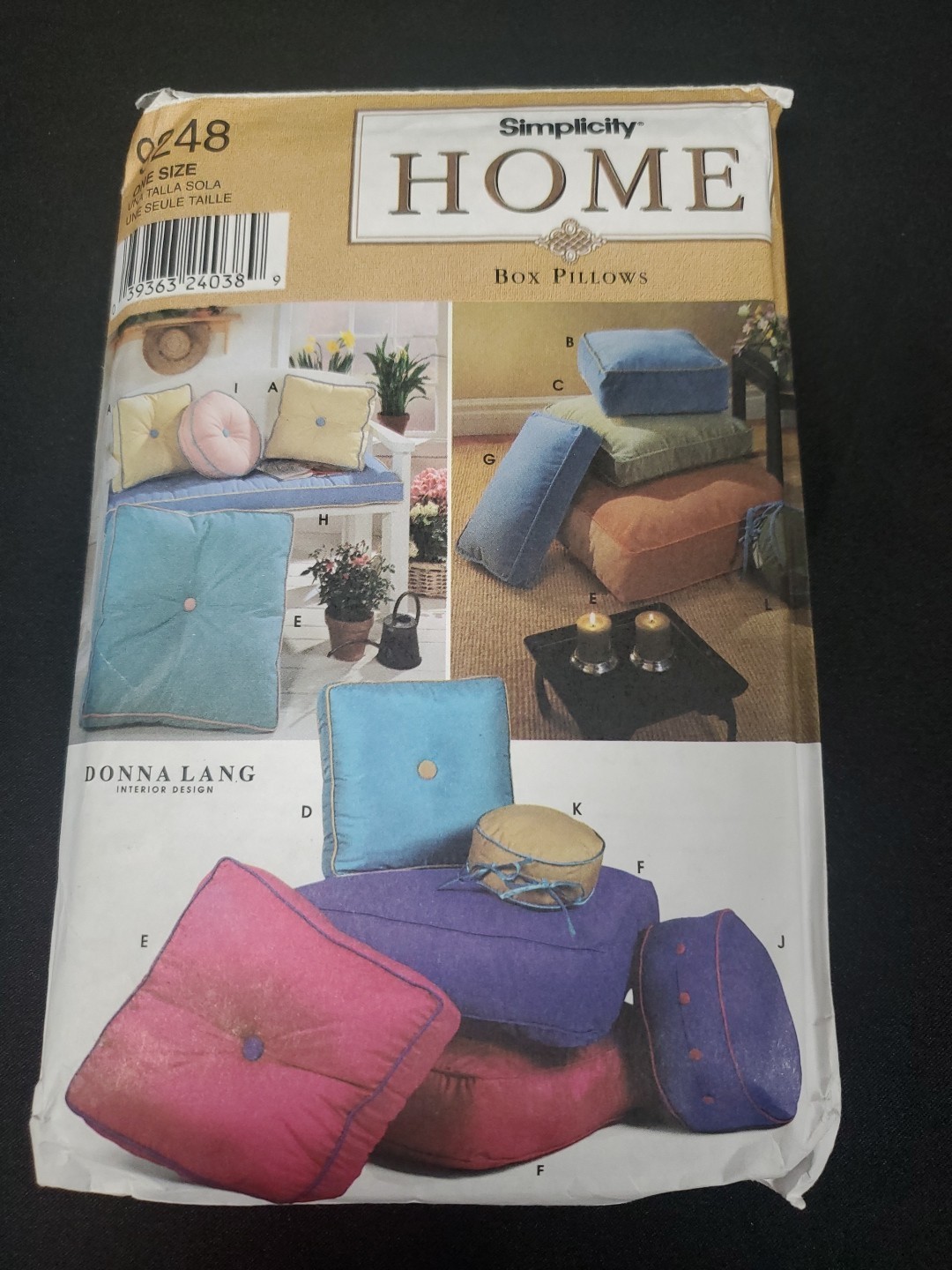 Simplicity 9248 Box Pillows Home Decor Sewing Pattern Uncut - $4.95
