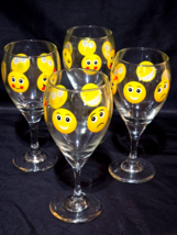 Neat 6-EMOJI 7.5&quot; Wine Water Glass - Unknown Maker, Likely LIBBEY - Set ... - $567.44 MXN