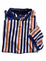 Tommy Hilfiger Polo Shirt Mens XL Vintage Stripe White Blue Orange Crest - £16.25 GBP