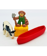 Lincoln Logs Ranch Farmer Cow Hay Bale Canoe Figures Plastic - £14.78 GBP