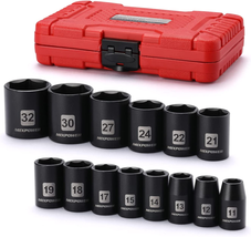 MIXPOWER 14 Pieces 1/2-Inch Drive Shallow Impact Socket Set, 11-32Mm, CR-V, Metr - £25.99 GBP