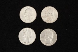 4 US Quarters Coins 1964 90 Percent Silver Readable Dates Philadelphia #17 - £21.58 GBP