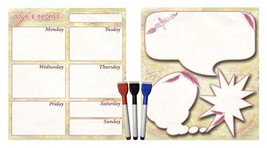 (Set with 5 Items) - Weekly Magnetic Dry Erase Calendar Planner Organizer + Mess - £13.71 GBP