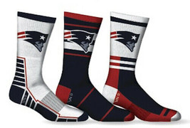 New England Patriots Socks 3 Pack Crew Length NFL Football Men Shoe Sz 7-12 - £33.00 GBP