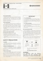 Kenwood A-9 Stereo Integrated Amplifier Instruction Manual Copy on 4G US... - $18.75