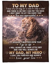 Lion Father &amp; Son Blanket My Dad My Hero I Love You Custom Fleece Blanket Gift - £46.41 GBP+