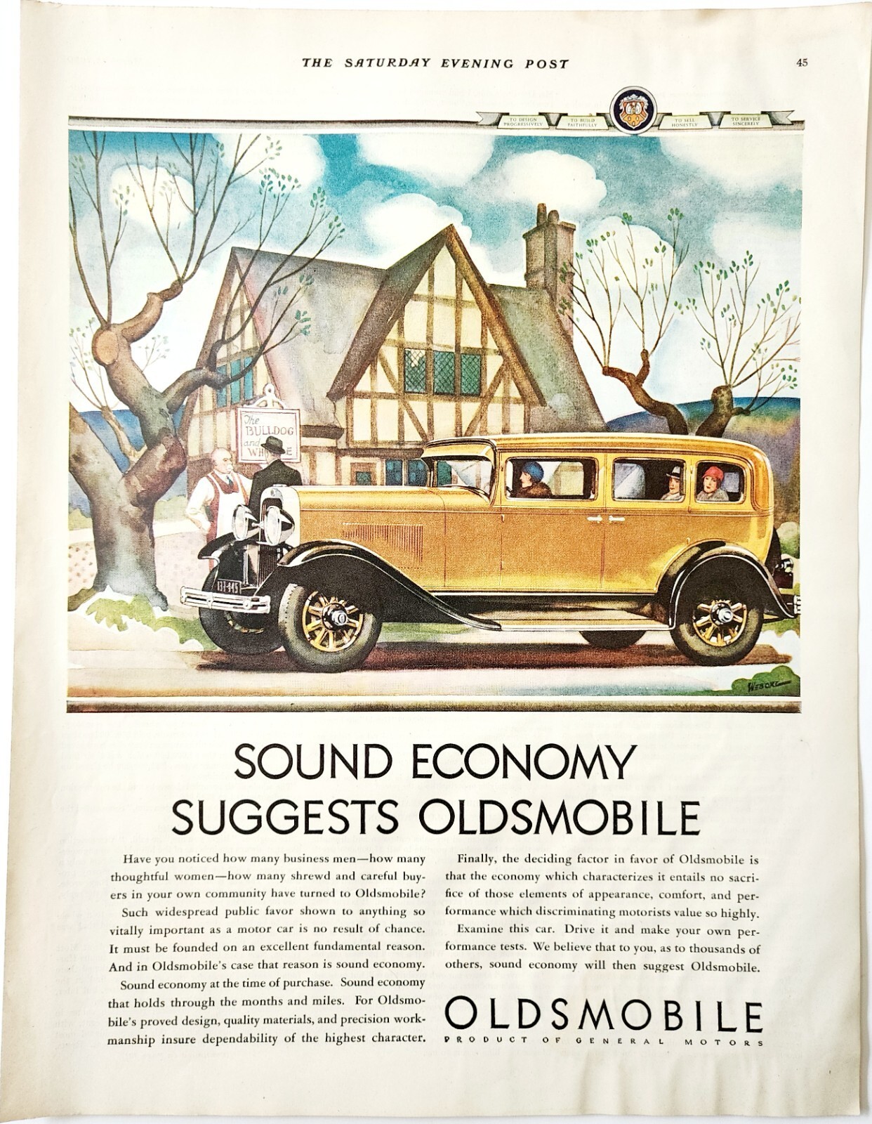 1930 Oldsmobile Antique Car Advertisement Bulldog & Whistle Saloon DWJJ19 Item image 2