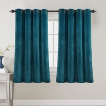 Teal Luxury Velvet Curtains For Living Room 63&quot; Room Darkening Super Thick Soft - £34.48 GBP