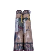 Imperial Old World Map Wallpaper Border Set Lot 2 Dark Red Border Librar... - $31.43