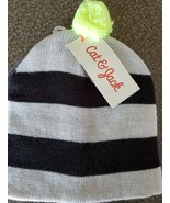 Cat &amp; Jack 2 Pack Beanie Striped Black &amp; Grey w/Pom Pom &amp; Solid Grey Siz... - $21.05 CAD