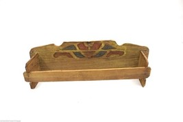 Antique Arts &amp; Crafts Tramp Art Tie or Towel Rack Hand Painted Wood Red ... - $23.76