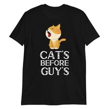 Cats Before Guys Cat Funny Cat Lover T-Shirt Black - £15.29 GBP+