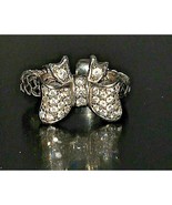 &#39;&#39;DIADEM&#39;&#39; ITALY 925 STERLING SILVER &amp; CZ BOW ADJUSTABLE RING SKY - $45.14