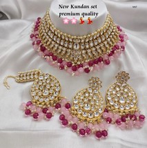 Gold Plated Indian Bollywood Style Choker Necklace Kundan Fashion Jewelry Set - £37.42 GBP