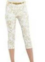 Womens Capris Crop Pants Chaps White Gold Slimming Denim Jeans Pants-size 4 - £15.79 GBP